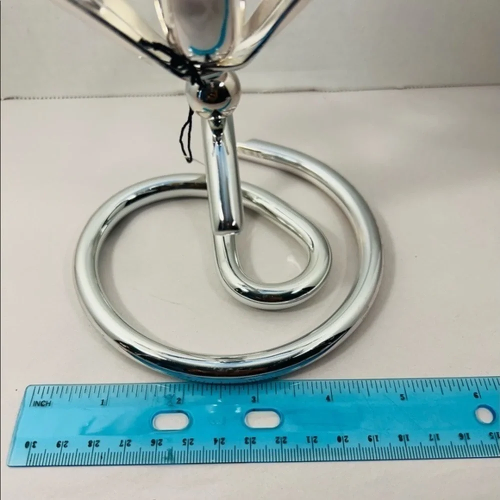 Unique frosted baby blue flower candle holder new